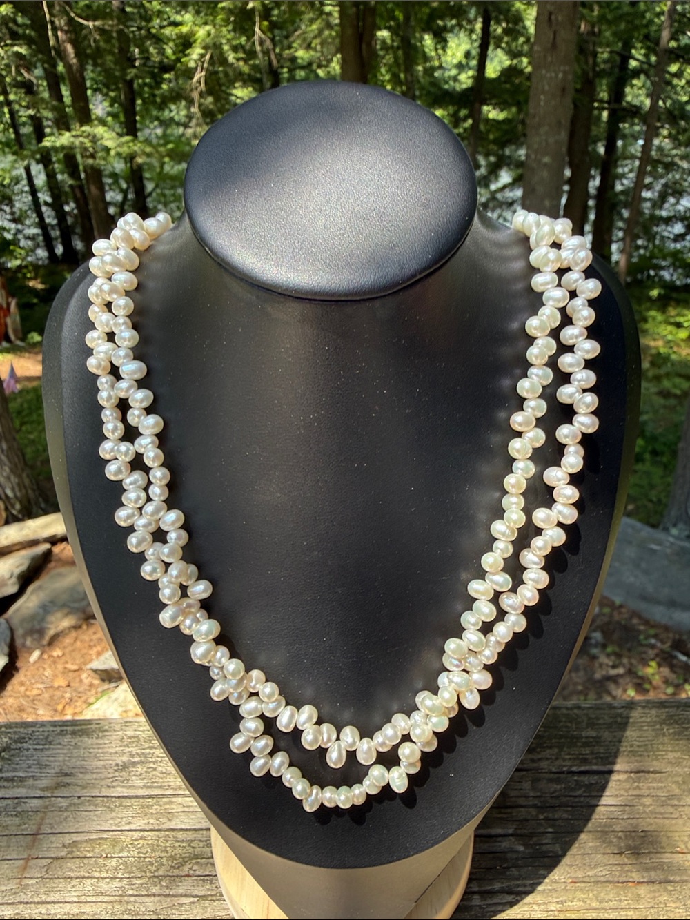 Freshwater Pearl Necklace Double Strand 14k